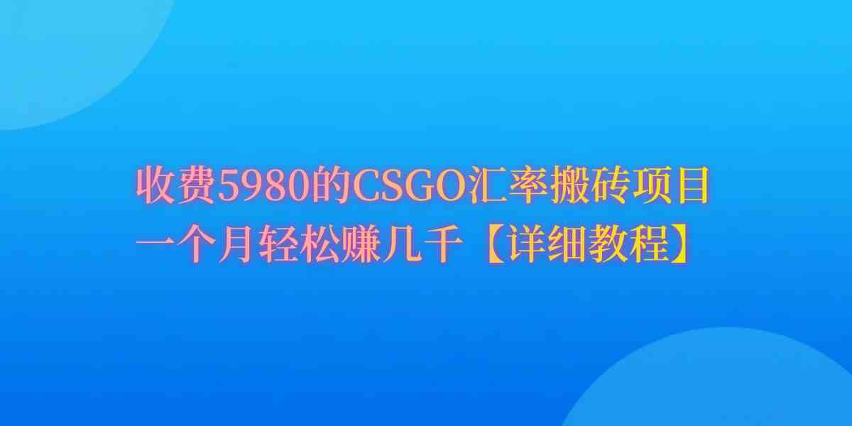 （9776期）CSGO装备搬砖，月综合收益率高达60%，你也可以！-搞钱社