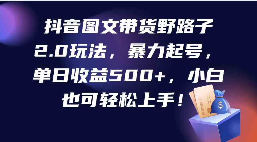 （9790期）抖音图文带货野路子2.0玩法，暴力起号，单日收益500+，小白也可轻松上手！-搞钱社