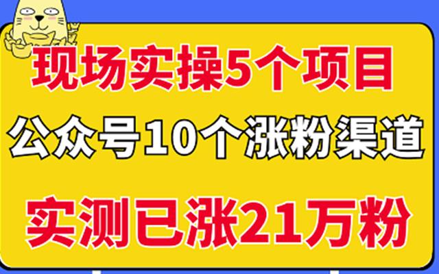 现场实操5个公众号项目，10个涨粉渠道，实测已涨21万粉！￼-搞钱社