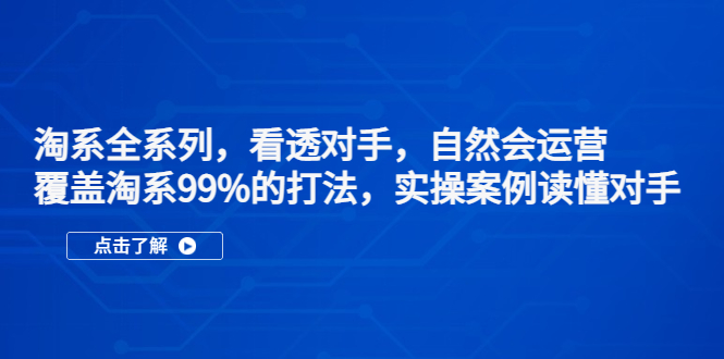 淘系全系列，看透对手，自然会运营，覆盖淘系99%·打法，实操案例读懂对手-搞钱社