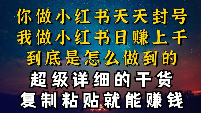 都知道小红书能引流私域变现，可为什么我能一天引流几十人变现上千，但你却频频封号违规被限流-搞钱社