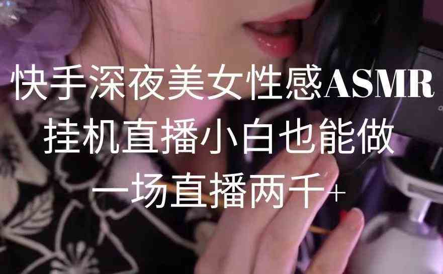 （9243期）快手深夜美女性感ASMR挂机直播，小白也能做，一场直播两千+-搞钱社