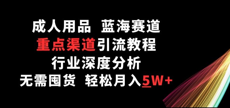 成人用品，蓝海赛道，重点渠道引流教程，行业深度分析，无需囤货，轻松月入5W+-搞钱社