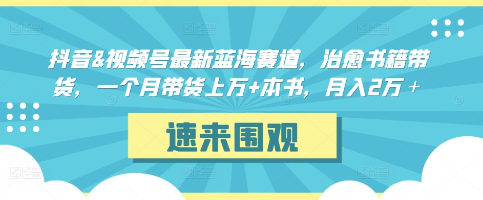 抖音&视频号最新蓝海赛道，治愈书籍带货，一个月带货上万+本书，月入2万＋-搞钱社