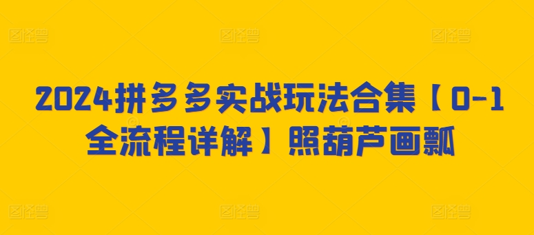 2024拼多多实战玩法合集【0-1全流程详解】照葫芦画瓢-搞钱社