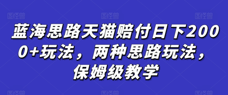 蓝海思路天猫赔付日下2000+玩法，两种思路玩法，保姆级教学【仅揭秘】-搞钱社