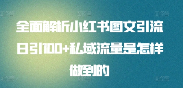 全面解析小红书图文引流日引100+私域流量是怎样做到的-搞钱社