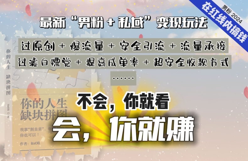 2024，“男粉+私域”还是最耐造、最赚、最轻松、最愉快的变现方式-搞钱社