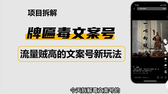 2023抖音快手毒文案新玩法，牌匾文案号，起号快易变现-搞钱社