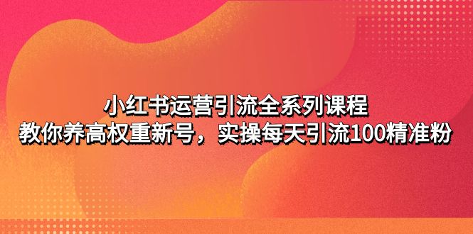 小红书运营引流全系列课程：教你养高权重新号，实操每天引流100精准粉-搞钱社