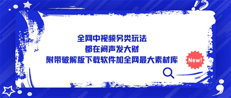 全网中视频另类玩法，都在闷声发大财，附带破解版下载软件加全网最大素材库-搞钱社