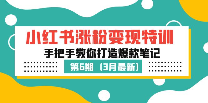 小红书涨粉变现特训·第6期，手把手教你打造爆款笔记（3月新课）-搞钱社