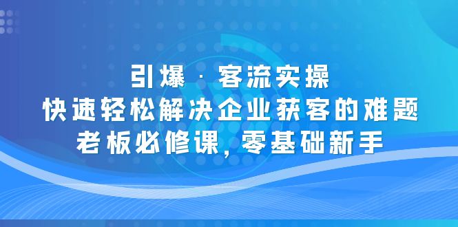 引爆·客流实操：快速轻松解决企业获客的难题，老板必修课，零基础新手-搞钱社