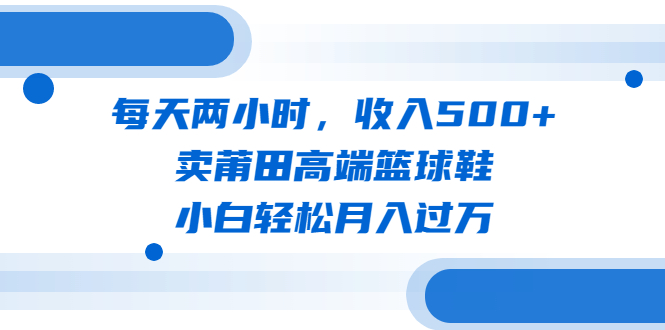 每天两小时，收入500+，卖莆田高端篮球鞋，小白轻松月入过万（教程+素材）-搞钱社