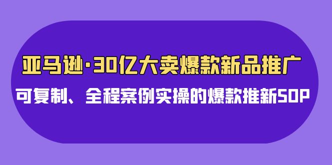 亚马逊30亿大卖爆款新品推广，可复制、全程案例实操的爆款推新SOP-搞钱社