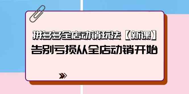 拼多多全店动销玩法【新课】，告别亏损从全店动销开始（4节视频课）-搞钱社