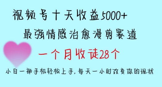 十天收益5000+，多平台捞金，视频号情感治愈漫剪，一个月收徒28个，小白一部手机轻松上手-搞钱社