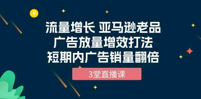 （10112期）流量增长 亚马逊老品广告放量增效打法，短期内广告销量翻倍（3堂直播课）-搞钱社