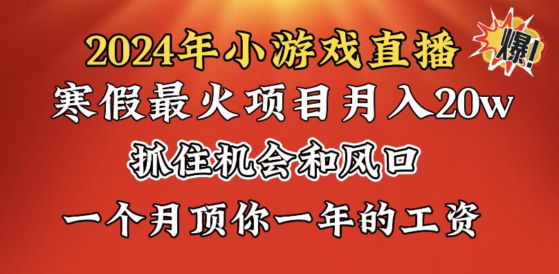 2024年寒假爆火项目，小游戏直播月入20w+，学会了之后你将翻身-搞钱社