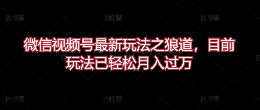 微信视频号最新玩法之狼道，目前玩法已轻松月入过万-搞钱社