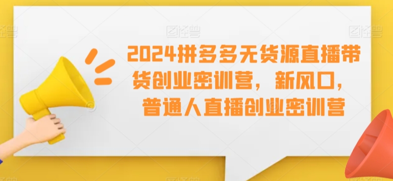 2024拼多多无货源直播带货创业密训营，新风口，普通人直播创业密训营-搞钱社