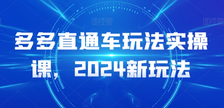 多多直通车玩法实操课，2024新玩法-搞钱社