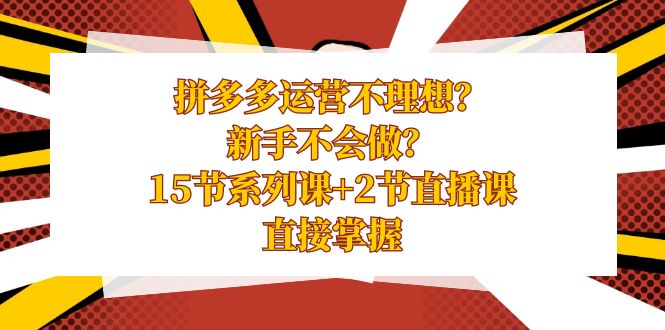 拼多多运营不理想？新手不会做？15节系列课+2节直播课，直接掌握-搞钱社