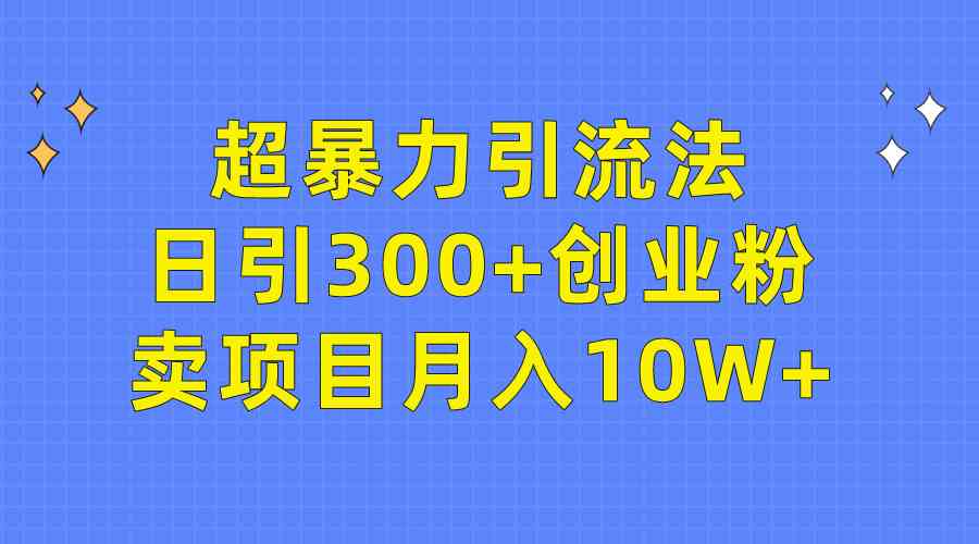 （9954期）超暴力引流法，日引300+创业粉，卖项目月入10W+-搞钱社