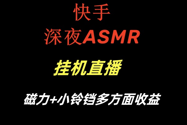 快手深夜ASMR挂机直播磁力+小铃铛多方面收益-搞钱社