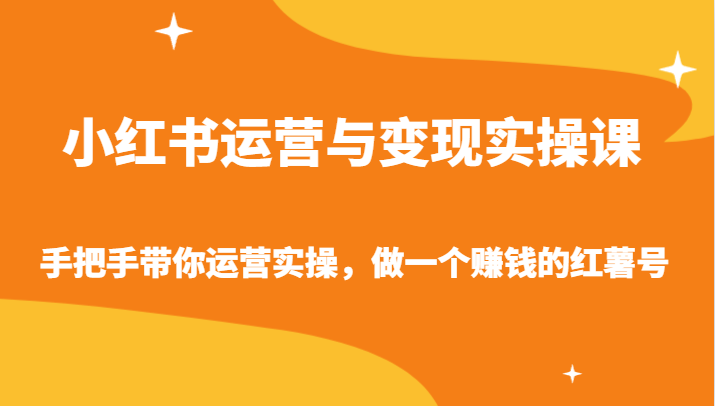 小红书运营与变现实操课-手把手带你运营实操，做一个赚钱的红薯号-搞钱社