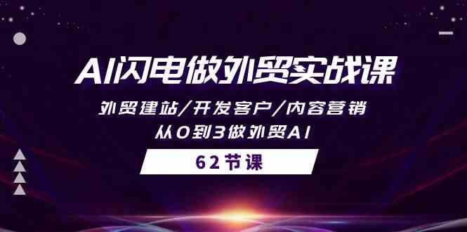 AI闪电做外贸实战课，外贸建站/开发客户/内容营销/从0到3做外贸AI（61节）-搞钱社