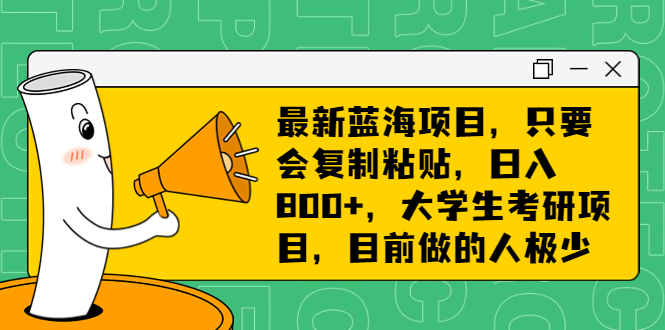 最新蓝海项目，只要会复制粘贴，日入800+，大学生考研项目，目前做的人极少-搞钱社