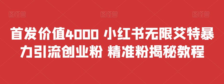 首发价值4000 小红书无限艾特暴力引流创业粉 精准粉揭秘教程-搞钱社