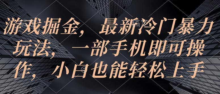 （10689期）游戏掘金，最新冷门暴力玩法，一部手机即可操作，小白也能轻松上手-搞钱社