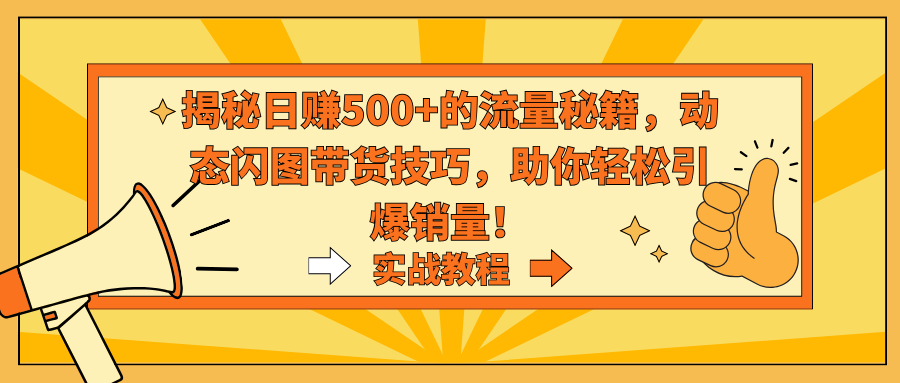 揭秘日赚500+的流量秘籍，动态闪图带货技巧，助你轻松引爆销量！-搞钱社