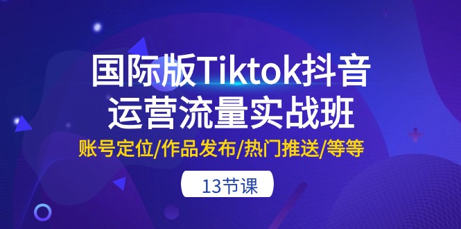 （10712期）国际版Tiktok抖音运营流量实战班：账号定位/作品发布/热门推送/等等-13节-搞钱社