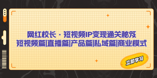 网红校长·短视频IP变现通关秘笈：短视频篇+直播篇+产品篇+私域篇+商业模式-搞钱社