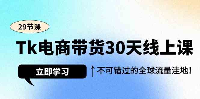 Tk电商带货30天线上课，不可错过的全球流量洼地（29节课）-搞钱社