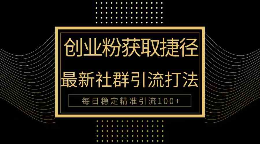 （10040期）创业粉捷径！最新被动引流方法大揭秘，实现每日100+精准引流-搞钱社