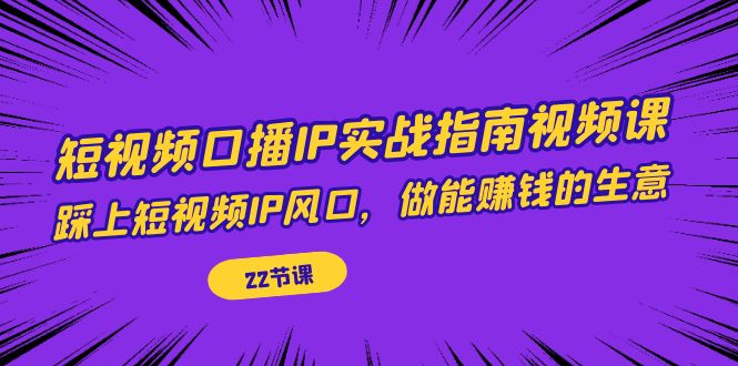 短视频口播IP实战指南视频课，踩上短视频IP风口，做能赚钱的生意（22节课）-搞钱社