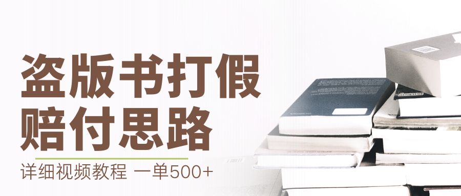 最新盗版书赔付打假项目，一单利润500+【详细玩法视频教程】-搞钱社