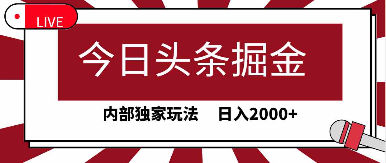 （9832期）今日头条掘金，30秒一篇文章，内部独家玩法，日入2000+-搞钱社