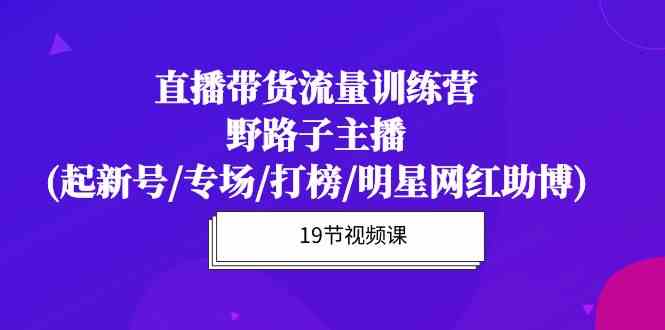 （10016期）直播带货流量特训营，野路子主播(起新号/专场/打榜/明星网红助博)19节课-搞钱社