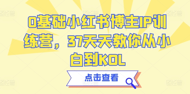 0基础小红书博主IP训练营，37天天教你从小白到KOL-搞钱社