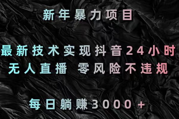 新年暴力项目，最新技术实现抖音24小时无人直播 零风险不违规 每日躺赚3000-搞钱社