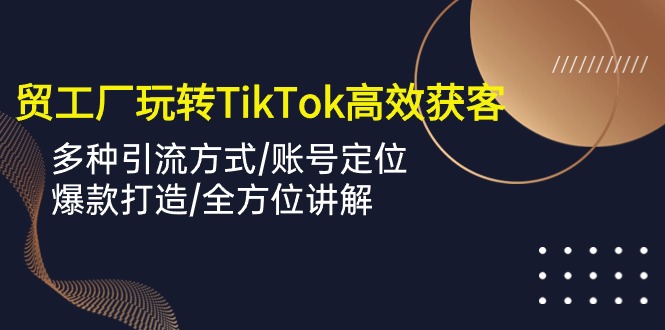 外贸工厂玩转TikTok高效获客，多种引流方式/账号定位/爆款打造/全方位讲解-搞钱社