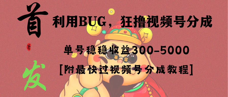 全网独家首发，视频号BUG，超短期项目，单号每日净收益300-5000！-搞钱社