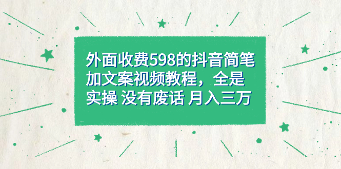 外面收费598抖音简笔加文案教程，全是实操 没有废话 月入三万（教程+资料）-搞钱社