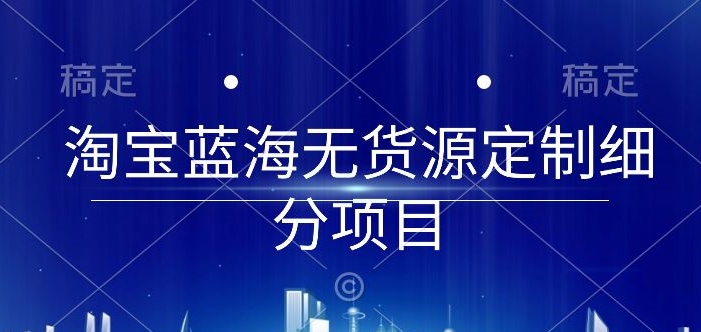 淘宝蓝海无货源定制细分项目，从0到起店实操全流程-搞钱社