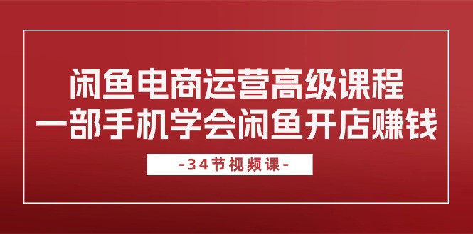 （10686期）闲鱼电商运营高级课程，一部手机学会闲鱼开店赚钱（34节课）-搞钱社